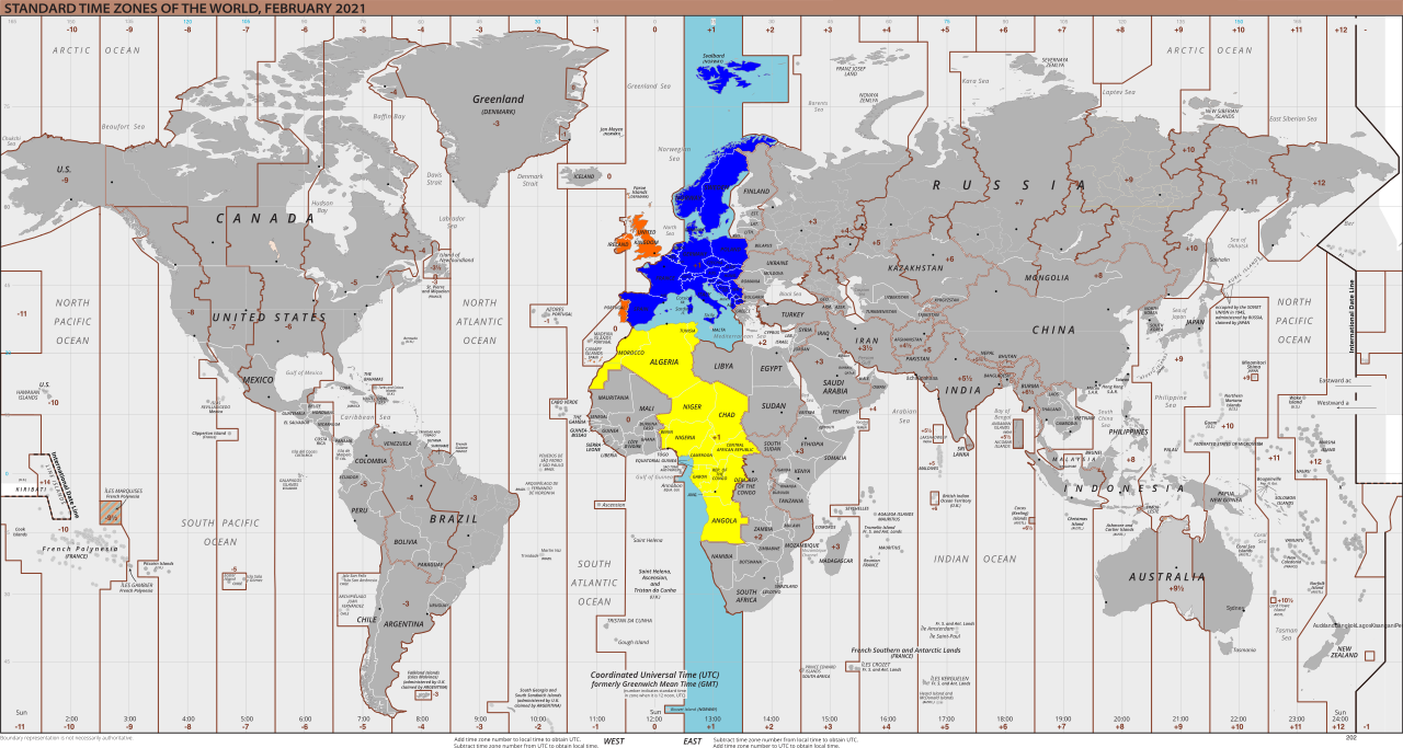 A map of European timezones from Wikipedia